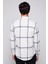 Slim Fit Dar Kesim Tek Cepli Kareli Bej-Gri Erkek Gömlek 5