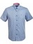 Erkek Mavi Kısa Kol Yazlık Gömlek Nokta Puan Desen Slim Fit Düğme Yaka Pamuk Ince Kumaş Jeans 7173 Shirt 1