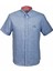 Erkek Mavi Kısa Kol Yazlık Gömlek Slim Fit Düğme Yaka Pamuklu Ince Kumaş Jeans 7174 Shirt 1
