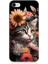 Apple iPhone 8 Uyumlu Silikon Kılıf Çiçekler ve Kül Gri Kedi 1