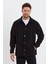 Erkek Siyah Oversize Fit Gömlek Yaka Tüylenme Yapmayan Kışlık Rahat Polar Gömlek RF0312 2