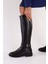 Kadın Steele Siyah Cilt Tokalı Düz Topuklu Çizme 1