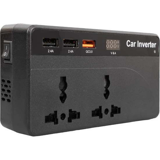 Electronaz CZ01/12V-24V 12-24 Volt 200 Watt 3 USB Girişli Araç Power Inverter
