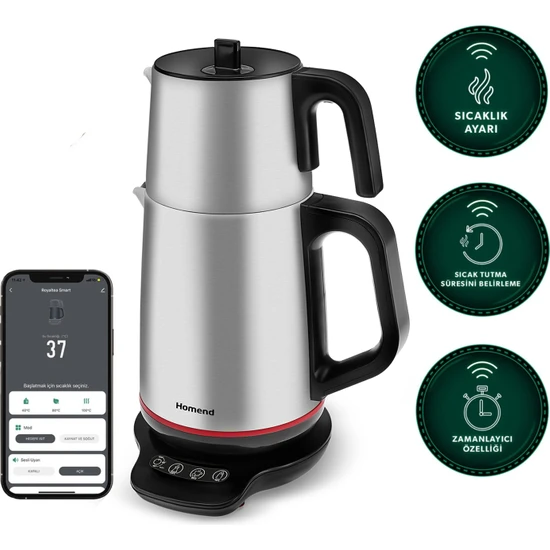 Homend Royaltea Smart 1791H Inox Konuşan Çay Makinesi (Wi-Fi)