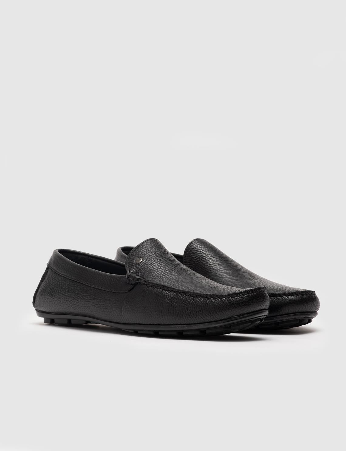 Cabani Hakiki Deri Siyah Sneaker Erkek Loafer Ayakkabı görsel 2
