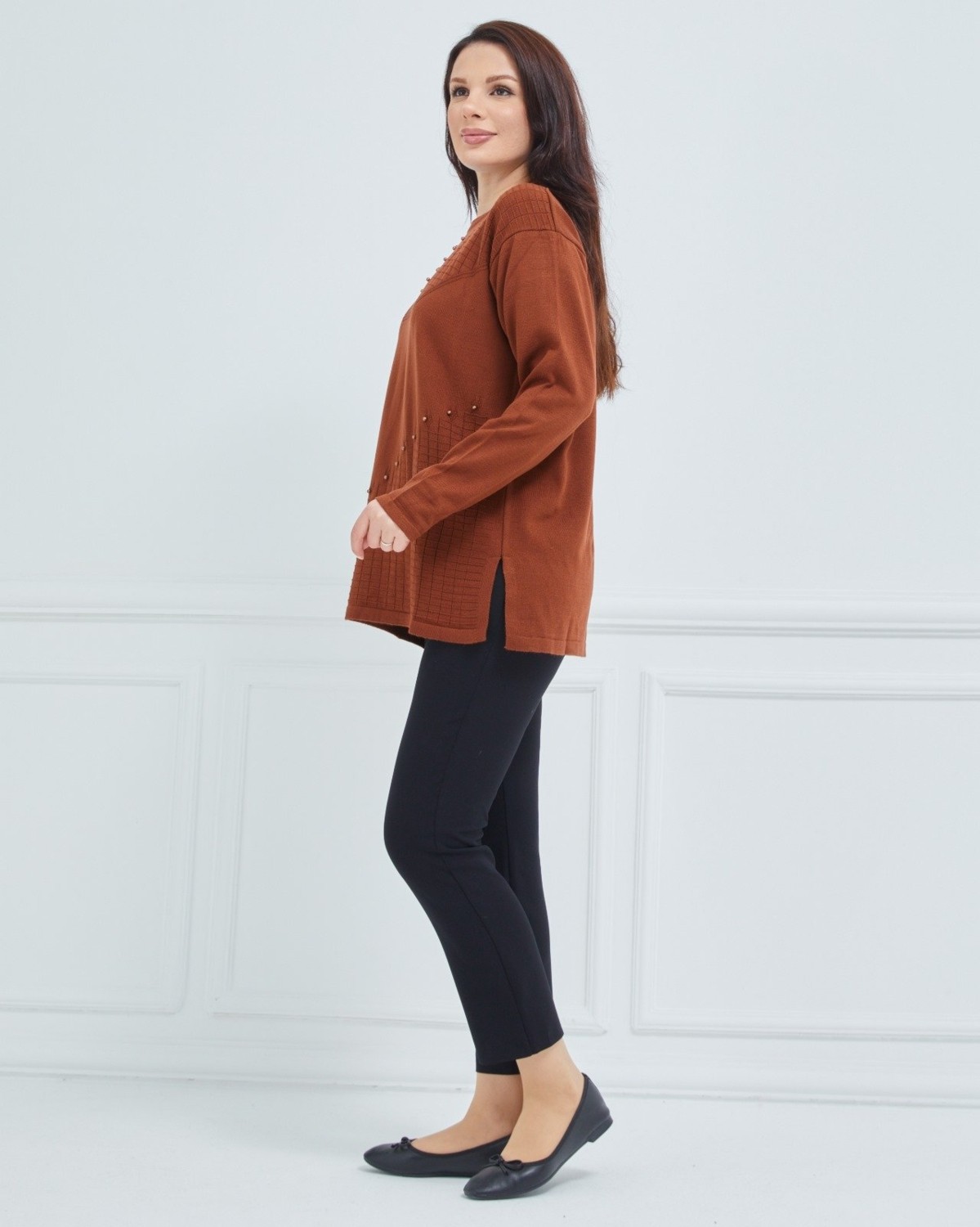 Fresh Moda Kadın Triko Kışlık Orta Yaş Anne Bluz Kazak görsel 2