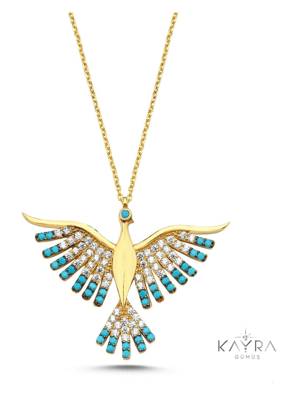 Kayra Mücevher Anka Kuşu Altın Kaplama Kolye - Görsel 5