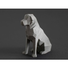 3Duman Low Poly Golden Retriever Köpeği Figürü Gri 10 x 15 cm