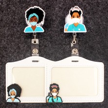 Luoxinguo Beyaz Yeni Stil Pretty Siyah Kız Doktorlar Hemşireler Geri Çekilebilir Rozet Makara Hemşire Kart Tutucu Sergi Enfermera Isim Kartı (Yurt Dışından)