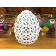 3Duman Geometrik Desenli Yumurta Figürü V2 Beyaz 10 cm