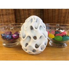 3Duman Geometrik Desenli Yumurta Figürü V5 Beyaz 10 cm