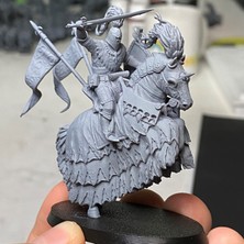 3Duman Atlı Şövalye Figürü Gri 10 x 15 cm