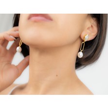 Flechazo Jewelry Iki Incili Tasarım Sallanan Küpe