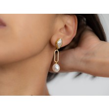 Flechazo Jewelry Iki Incili Tasarım Sallanan Küpe