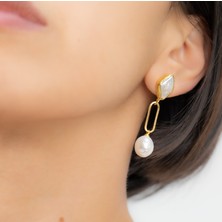 Flechazo Jewelry Iki Incili Tasarım Sallanan Küpe