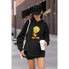 Fuddy Moda Sylvester Tweety Baskılı Çiftler Için Kapüşonlu Sweatshirt
