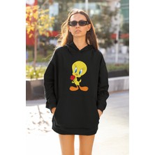 Fuddy Moda Sylvester Tweety Baskılı Çiftler Için Kapüşonlu Sweatshirt