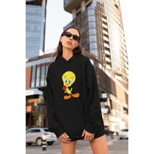 Fuddy Moda Sylvester Tweety Baskılı Çiftler Için Kapüşonlu Sweatshirt