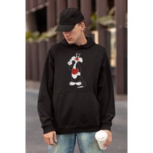 Fuddy Moda Sylvester Tweety Baskılı Çiftler Için Kapüşonlu Sweatshirt