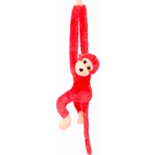 Kara Toys Peluş Sarılan Maymun - Kırmızı Renk - Sesli Versiyon - Büyük Boy 70 cm