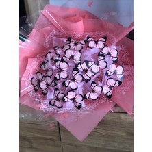Pembe Kelebek Buketi LED Işıkı Konsept Hediyelik