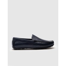 Cabani Dikişli Hakiki Deri Lacivert Erkek Loafer