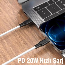 Polham Hc Series 1mt 20W Type-C To Apple iPhone Lightning Silikon Süper Hızlı Şarj ve Data Kablosu, Akım ve Isı Korumalı Kopmaz Kablo