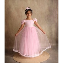 Black White Wedding Pembe Kız Çocuk Fistolu Elbise, Doğum Günü Elbisesi, Balo Elbisesi Kollu Elbise