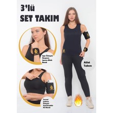 Sauna Suit Sıkılastırıcı Inceltici Termal Atlet ve Tayt , Neopren Spor Bileklik - Koşu Bandı Seti