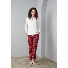 Pjs 24561 Kadın Flanel Patlı Ekose Pijama Takım