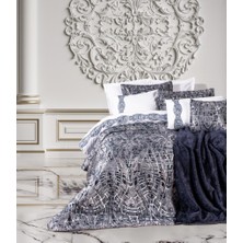 Cotton Box %100 Pamuk Lacivert Beyaz Desenli Çeyiz Seti - Şık Yatak Odası Battaniye/nevresim Takımı - Marissa