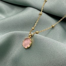 Jewel By Aila Pembe Aytaşı Altın Kaplama Toplu Zincirli Kadın Gümüş Kolye