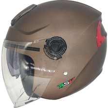 Rsv 618 Kahverengi Güneş Vizörlü Yarım Kask