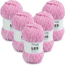 Spagetti Yarn Lux Velvet 5'li Pembe El Örgü Ipliği