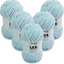 Spagetti Yarn Lux Velvet 5'li Bebe Mavi El Örgü Ipliği