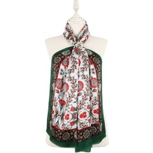 Bursa İpek Yeşil Siyah Selçuk Desen Ipek Fular