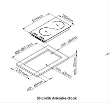 Gl General  Joy Vitroseramik 30 cm 2 Göz Siyah  Domino Cam Ankastre Ocak