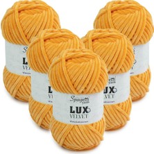 Spagetti Yarn Lux Velvet 5'li Hardal Sarı El Örgü Ipliği