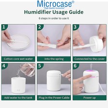 Microcase Mini 2 Renk Modlu 300 ml USB Girişli Ultra Sessiz Çok Kullanışlı Hava Nemlendirici AL4053