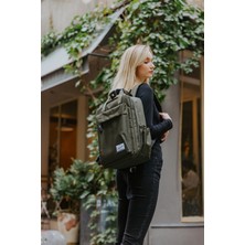 Fudela Lima Haki Sırt Çantası Su Geçirmez Polyester 2 Bölmeli Ergonomik Tasarım