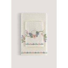 Arliva Home Menekse Bambu Nakıslı Havlu Ekru 30X50