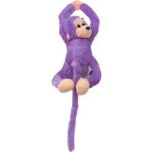 Kara Toys Peluş Sarılan Maymun - Mor Renk - Sesli Versiyon - Küçük Boy 50 cm