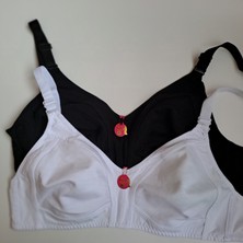 Nariya Kadın Büyük Beden Sütyen Pamuklu 2'li 2 Adet D Cup Sütyen Penye Toparlayıcı Günlük Rahat Iç Giyim