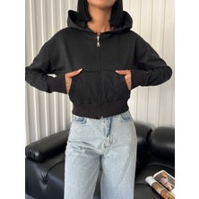 ALBATO Şardonlu Kapüşonlu Crop Sweatshirt