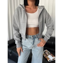 ALBATO Şardonlu Kapüşonlu Crop Sweatshirt