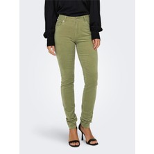 Only Slim Fit Dar Paça Yeşil Kadın Kadife Pantolon 15298649