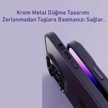 Dexmon iPhone 14 Plus Kılıf Metal Tuş ve Kamera Çerçeveli Arkası Sararmaz Şeffaf Kenarları Renkli