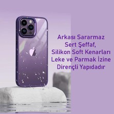 Dexmon iPhone 14 Plus Kılıf Metal Tuş ve Kamera Çerçeveli Arkası Sararmaz Şeffaf Kenarları Renkli