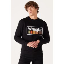Wrangler W646H1001 Siyah Wrangler Baskılı Bisiklet Yaka Erkek Sweat
