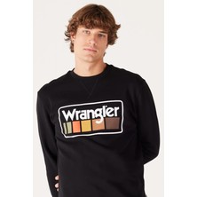 Wrangler W646H1001 Siyah Wrangler Baskılı Bisiklet Yaka Erkek Sweat